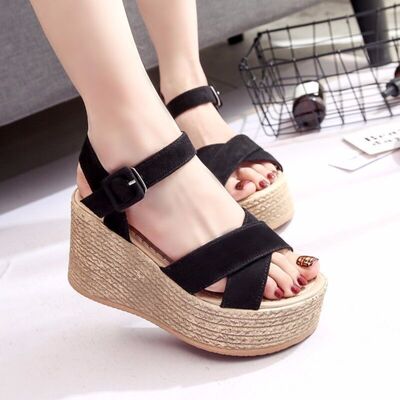 Crisscross Open Toe Wedge Sandals