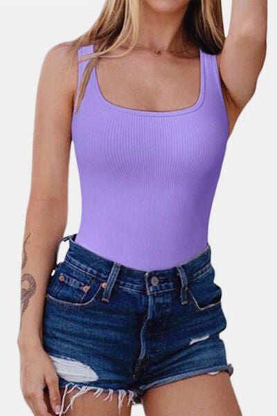 Wide Strap Square Neck Active Bodysuit