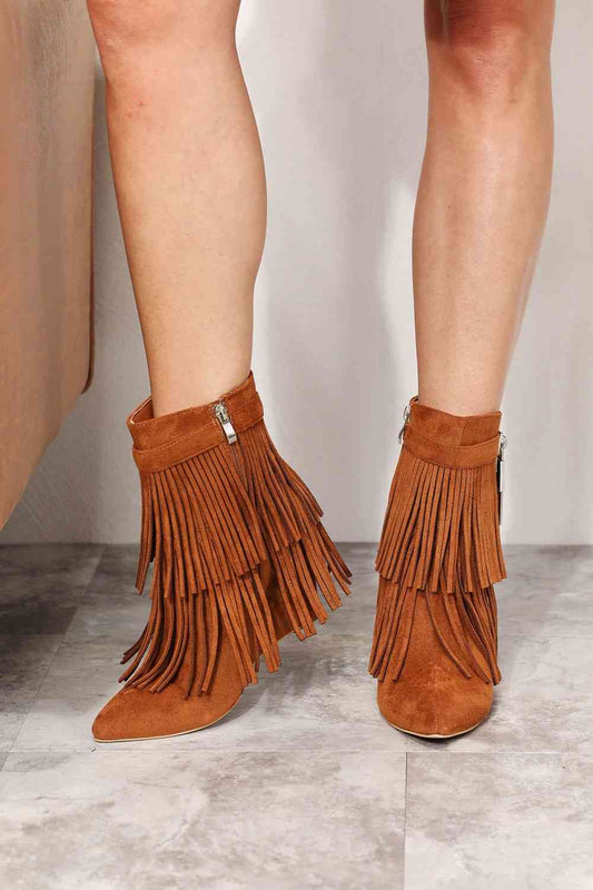 Legend Women's Tassel Wedge Heel Ankle Booties